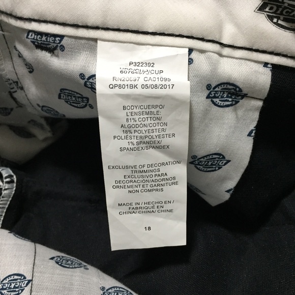 Dickies Skinny Fit Straight Twill Pants Youth Size 18 Black (Inseam 31) - Picture 8 of 9